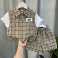 Boys Summer Suit 2023 New Fashion Baby Summer Handsome Clothes Trendy Childrens Short Sleeve Two-Piece Set