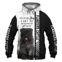 Bouvier Des Flandres เสื้อแจ็กเก็ตพิมพ์ลาย3D มีฮู้ดฮาราจูกุเสื้อลำลองใส่ได้ทั้งชายและหญิงเสื้อกีฬาแบบสวมศีรษะ DW02267