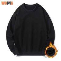 WOMA เสื้อสเวตเตอร์คู่สำหรับทั้งหญิงและชาย Pullovers-คอกลม-Ins-แจ็คเก็ตขนแกะหลวม