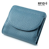 TOP☆BANYANU Mini Women Coin Purse Anti RFID Simple Design Small Genuine Leather Wallet for Women Green Color