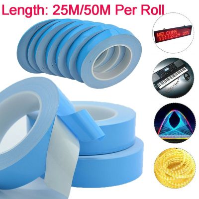 25m Multiple Widths Double Sided Transfer Heat Tape Thermal Conductive Adhesive Two Faced GPU CPU LED Strip Light Heatsink Tape Adhesives Tape