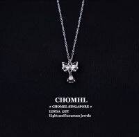 Bowknotจี้สร้อยคอเงินแท้925 2023 ใหม่หญิงClavicle Chainสุทธิสีแดงเงิน อารมณ์High-end Niche