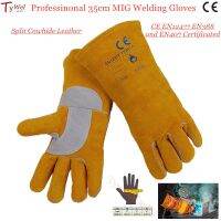 Professional 35Cm MIG Welding Suitable For Gloves (14In) Split Cowhide Leather Reinforced Thumb Palm CE  Weld Arc Welder Worker Suitable For Glove