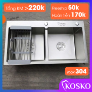 Chậu rửa bát inox đúc nguyên khối KOSKO 82x45cm 2 hố cânĐã bao gồm bộ xả