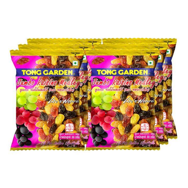ทองการ์เด้น ลูกเกดจัมโบ้ เมดเล่ย์ 30 กรัม x 6 ห่อ Tong Garden Jumbo