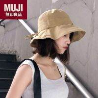 ?  MUJI large-brimmed Internet celebrity fisherman hat ins womens Japanese versatile hat sunshade cotton and linen sun protection hat