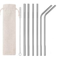 Colorful Reusable Metal Straw High Quality Stainless Steel Straws Set with Cleaner Brush Bar Party Drinking Cocktails Accessory Specialty Glassware