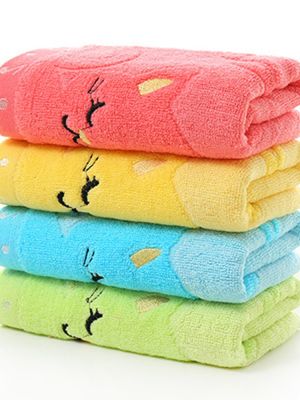 ❀✽ 1pcs Children Towels Comfortable Bamboo Fiber Super Soft Kids Cute Kittens Strong Water Absorbing High End Towel High Quality