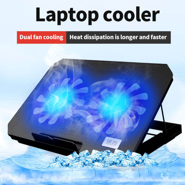 พัดลมโน๊ตบุ๊ค-6led-laptop-cooling-pad-เหมาะสำหรับแล็ปท็อปที่มีขนาดไม่เกิน-18-นิ้ว-พัดลมระบายความร้อนโน๊ตบุ๊ค-หม้อน้ำพัดลมหกเทอร์โบ-หม้อน้ำขาตั้งโน๊ตบุ๊คที่มีเสียงรบกวนต่ำและเงียบ