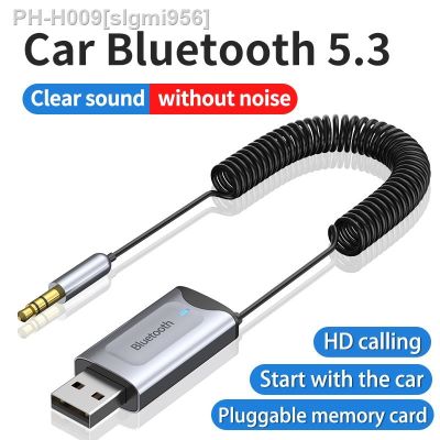 Car Bluetooth Receiver 5.3 Stereo Wireless USB Dongle to 3.5mm Jack AUX Audio Music Adapter Mic Handsfree Call TF Card Slot