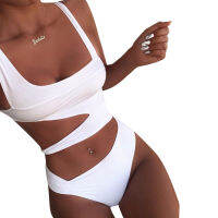 Sexy Womens Swimsuit Bodysuit Solid Color Push Up High Waist Bikini Hollow Out Padded Swimwear Summer Bathing Suit Biquini