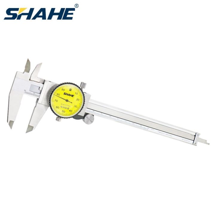 shahe-คาลิปเปอร์หน้าปัดระบบเมตริก0-150มม-0-01มม-สแตนเลสรับแรงกระแทกแบบคู่เครื่องวัดระยะเวอร์เนียที่แม่นยำ