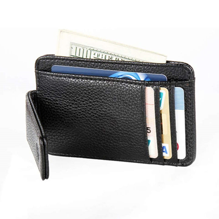 กระเป๋าสตางค์หนังมีช่องด้านหน้า-คลิปหนีบเงินกระเป๋าเงินแบบบางกระเป๋าเงินบล็อก-rfid-พร้อมแม่เหล็กยึดบัตรเครดิตที่แข็งแรง