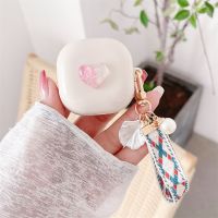 Korea Cute 3DLove Heart Accessories Soft Case For For Samsung Galaxy Buds Pro Buds Live Buds2 With Hand Strap Protective Cover Headphones Accessories