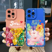 เคสสำหรับ Samsung Galaxy A04E A14 A24 A34 A54 A33 A53 A73 5กรัม A32 A52S A72 A31 A51 A71 A11 A50 A03S หมูยิ้มดอกไม้ที่ปิดขอบสี่เหลี่ยมเคสป้องกัน