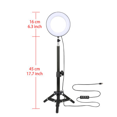 LED Selfie Fill Light Ring Lamp 45 cm Tripod with Phone Holder Dimmable Annular Camera Light USB for Video Youtube Live Makeup