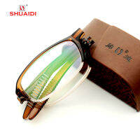 = SHUAI DI = Ultra-Light Tr90 Reading Glasses Men Women Non-Slip Portable Fold Half-Rim Brown Spectacles +0.5 +0.75 +1 To +6