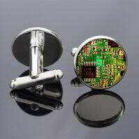 【NEW】 Sky Joy คู่บอร์ดรูปภาพ Cufflinks คอมพิวเตอร์ Geek Cufflinks ผู้ชายแฟชั่นโลหะงานแต่งงาน Cufflinks Geek Gift