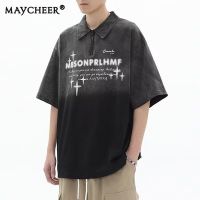 MAYCHEER   เสื้อโปโลแขนสั้นชายเยาวชนเสื้อยอดนิยมคอแฟชั่น