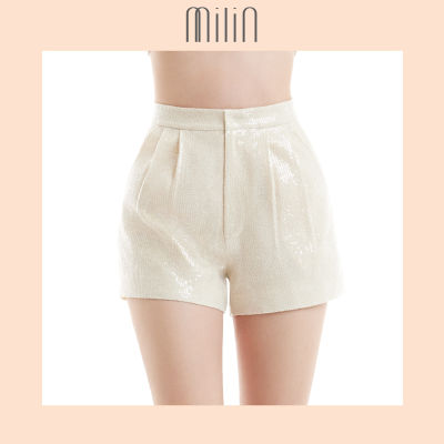 [MILIN] High waist pleated Sequins shorts กางเกงขาสั้นผ้าเลื่อมเอวสูงจับจีบ / Glory Shorts