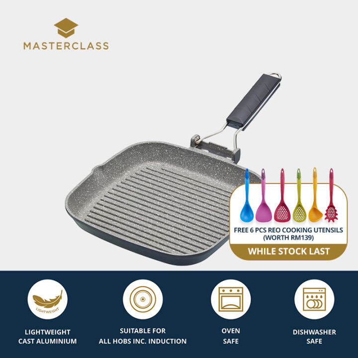 MasterClass Cast Aluminium NonStick Griddle Pan with Folding Handle