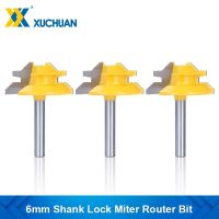 ล็อคขนาดเล็ก Miter Router Bit 6mm Shank Anti-kickback 45 องศา Tenon Cutter สําหรับงานไม้เครื่องมือกัด