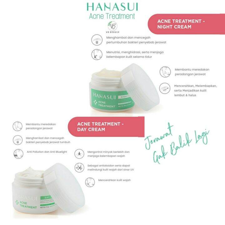 Paket Hanasui Cream Acne Treatment siang dan malam //BPOM Original