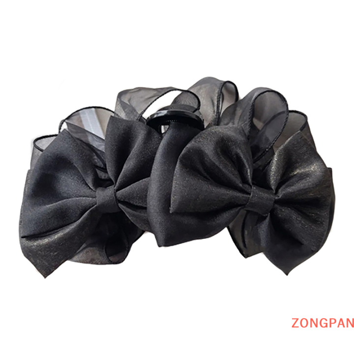 zongpan-คลิปหนีบผมทรงโบว์สีดำแบบย้อนยุคของผู้หญิงคลิปหนีบผมทรงหางม้าคลิปหนีบผมหรูหรากิ๊บหนีบผมแฟชั่นเครื่องประดับผม