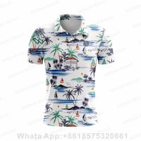 2023 New Summer Hawaii Style Men Polo Shirt Casual Fashion Short Sleeve Quick Dry Fishing Golf T-shirt Tops Clothing Plus Size