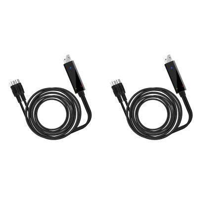 2X USB MIDI Cable Converter USB Interface to In-Out MIDI Cord for PC Laptop to Piano Keyboard in Music Studio 6.5Ft
