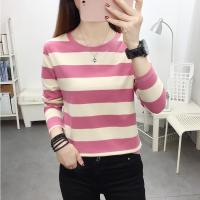 เสื้อยืดแขนยาวผู้หญิงหลวม Oversize Base Coat Striped Top