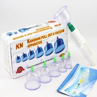 Cheap 6pcs hijama cups chinese vacuum cupping kit pull out a vacuum apparatus therapy relax massagers curve suction pumps