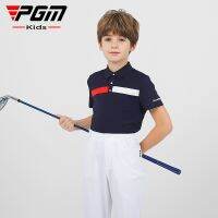 PGM Golf Kids Short Sleeve T-shirt Summer Sports Perforated Anti-Sweat Breathable Quick Dry Polo Collar Boys Golf Shirts