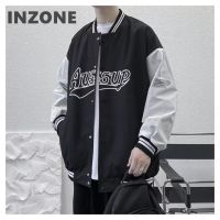 Varsity jacket simple print stitching loose fit baseball jacket men and women Sleeve Jackets