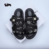 Breathable tide male slippers outside wear summer with American fashion sandals outdoor beach trample shit feeling a word procrastinates antiskid