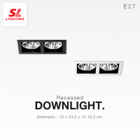 SL lighting โคมไฟดาวน์ไลท์ E27 แบบฝังฝ้า 2 ช่อง ทรงสี่เหลี่ยม รุ่น SL-6-662