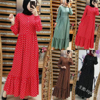 Plus Size Polka Dot Kaftan abaya Dubai Hijab ชุดมุสลิม caftan marocain ชุดตุรกี jilbab abayas สำหรับผู้หญิงเสื้อผ้าอิสลามสำหรับเด็ก