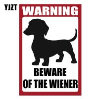 YJZT 10.2CM×14.9CM Dachshund Wiener Dog Warning Decal PVC Car Stickers 12C-0344 Bumper Stickers Decals  Magnets