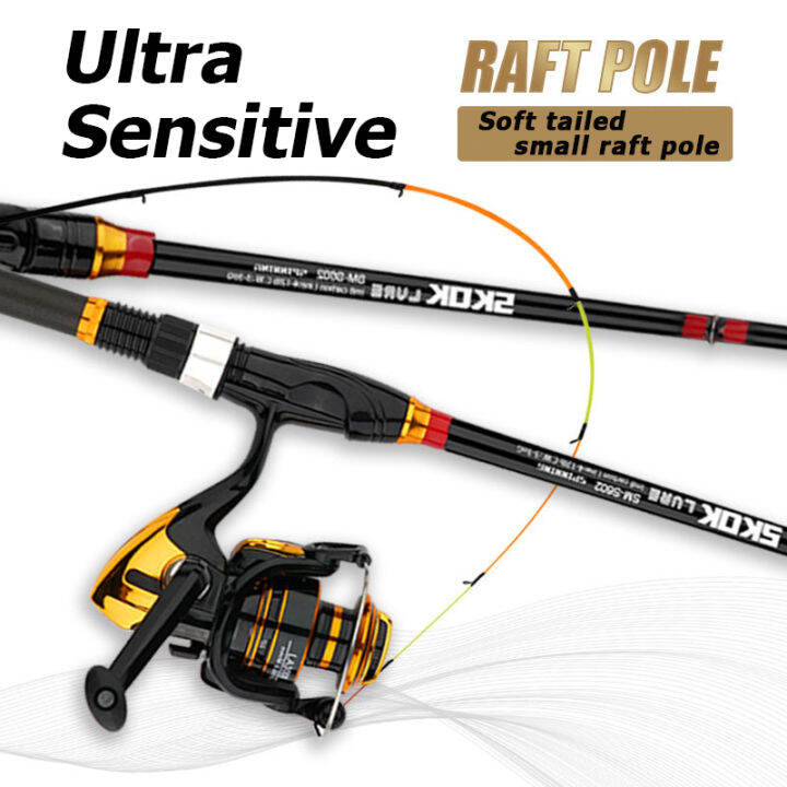 1.8M/2.1M Spinning Fishing Rod and Reel Combo Kit Set 5.2:1 Fishing Soft  Tailed Small Raft Pole