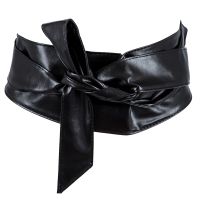 Lady Corset Cinch Leather Waist Band Sash Belt,Black