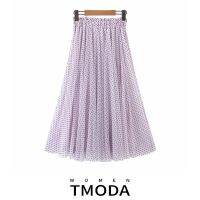 TMODA1453 2022 Summer Womens Dot Loose Slim Mesh Skirt Lady Chic High Quality Skirt Female Elastic Waist A-line Skirts