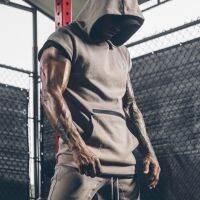 Michael bully original muscle during the spring and autumn workout clothes male sleeveless fleece sports running workout clothes in Europe and the leisure hooded sweater