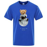 Teddy Bear Imitates American Astronaut Mens Tshirts Loose Tshirts Cotton Breathable Tshirt Quality Gildan