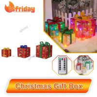 【LZ】✺  Glow Gift Box Christmas New Year Birthdays Creative Gift Box With Led Red Bow Decoration Festival Party Decoration