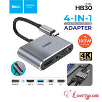 HOCO HB30 ตัวแปลง Type-c เป็น HDTV+VGA+USB3.0+PD 100W 4K  Lovezycom