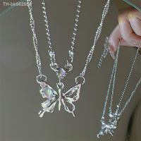 ▼ 17KM Y2K Butterfly Necklace for Women Girls Silver Color Crystal Pendant Clavicle Chain Necklaces Fashion New Trendy 2023 Party