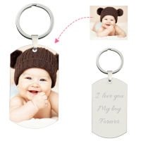 Amxiu Customize Photo Keychain Engrave Name Picture Keychains 925 Sterling Silver Jewelry Key Accessories Dog Cat Tag Key Chains