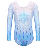 BAOHULU Sparkle Ballet Leotard Long Sleeve Girls Gymnastics Leotard Snowflake Print Balleina Dance Outfit Practice Bodysuit