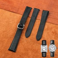 Genuine Leather Watch Band For Cartier Tank London Solo Lychee Pattern Watch Strap Male Women Watchband 16 17.5 20 22 23Mm