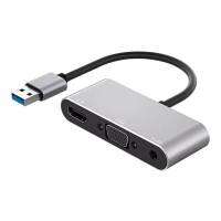 USB 3.0 HUB ไปยัง VGA HDMI 3.5อะแดปเตอร์เสียง Dock 3 In 1 1080P HD Display Converter สำหรับ Windows 7/8/10/11,MAC OS